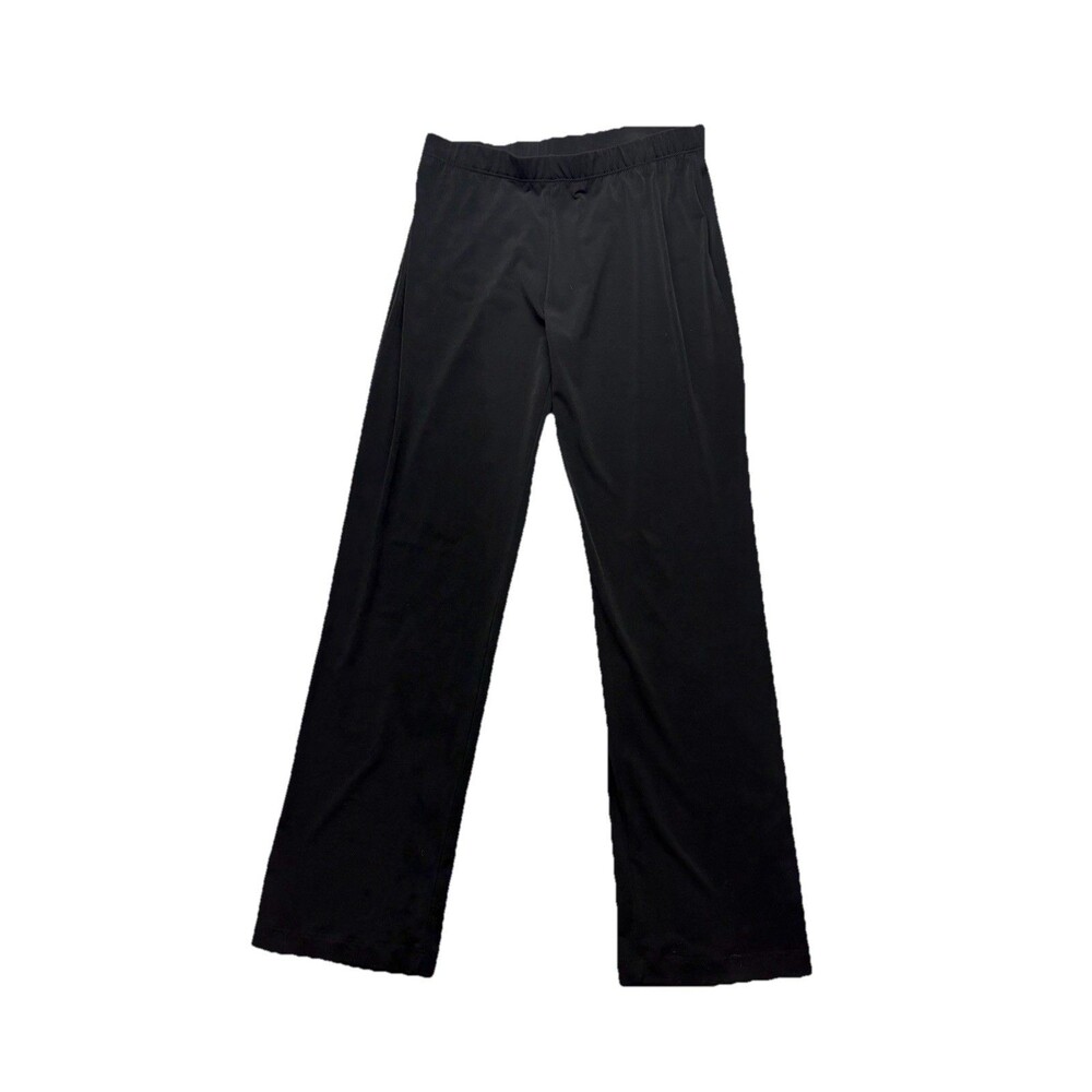 Clara Sun Woo Women's Straight Leg Pull On Elastic Waist Black Pants L Stretch